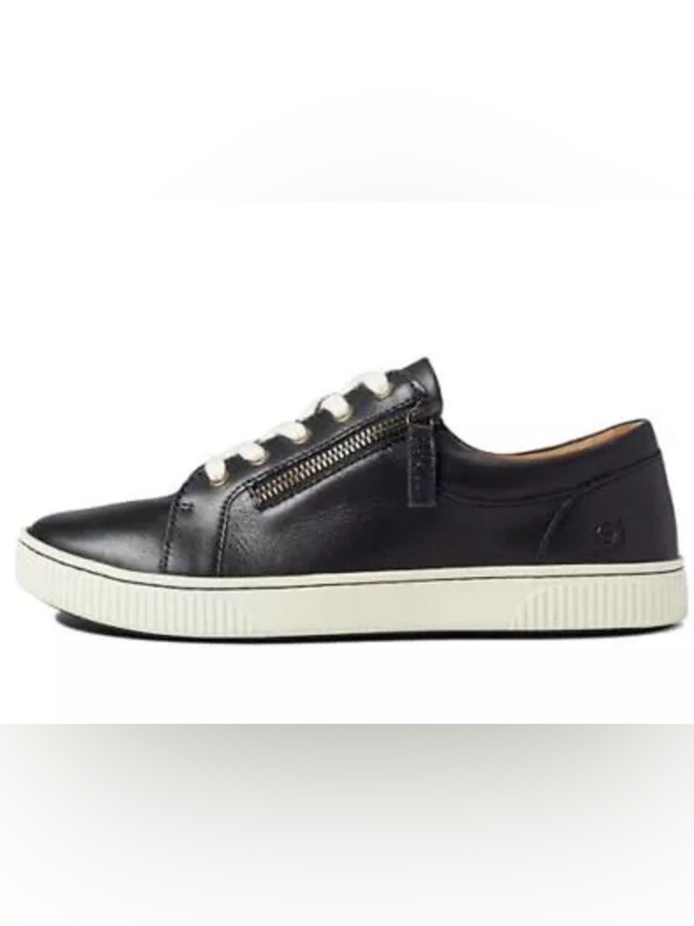 Born Womens Black Leather Side Zip Sneakers Lace Up Comfort Shoes Size 7 M